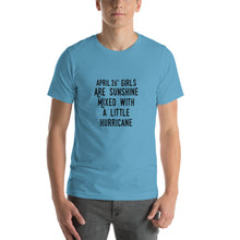 Load image into Gallery viewer, April 26th girl are sunshine mixed with a little hurricane Unisex T-Shirt
